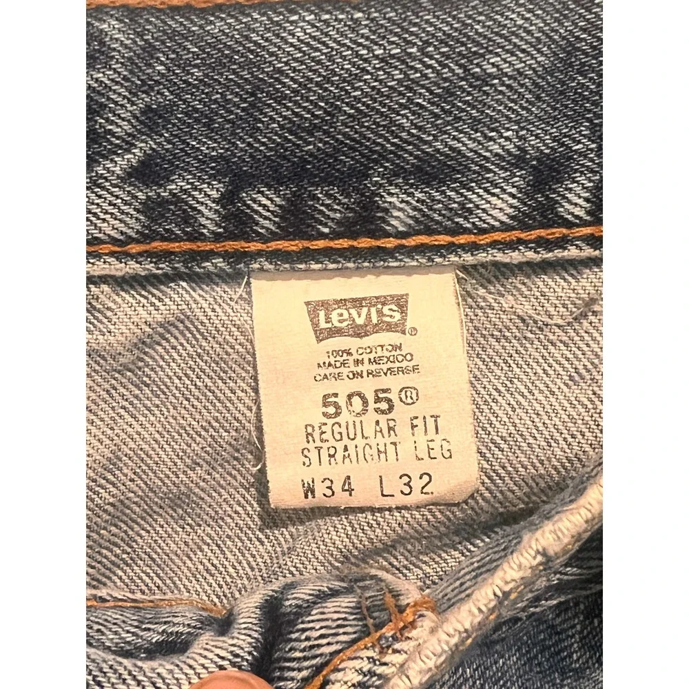 Levi's 505‎ Jeans Blue Regular Fit Straight Leg Vintage Retro 34x32 Mens